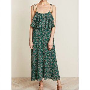 Rebecca Minkoff Maxi Dress Green Floral Ruffle Sleeveless Size XS / 00